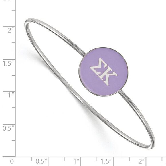 Sterling Silver Sigma Kappa Purple Enamel Greek Bangle - 7 in. - Picture 2 of 3